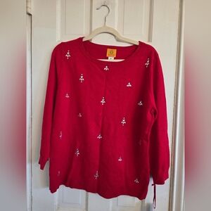 Ruby Rd. Red Sweater with Embellishments